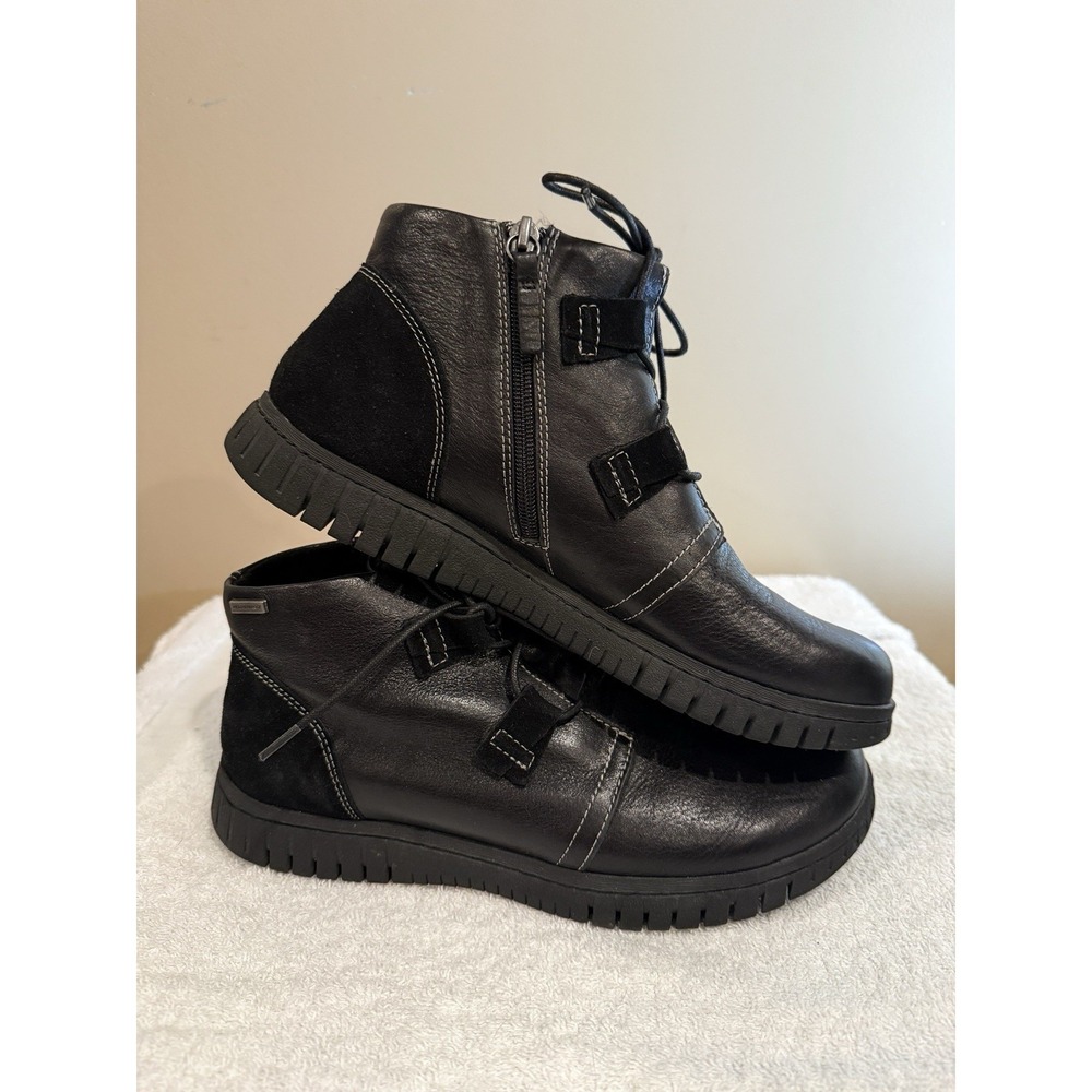Comfortiva Women's Leather Ankle Boots Lace-Up Side Zipper  Weatherproof Size 10